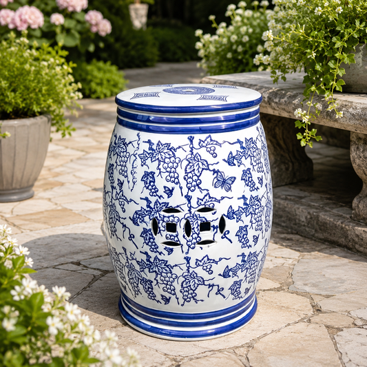 Blue & White Porcelain Garden Stool