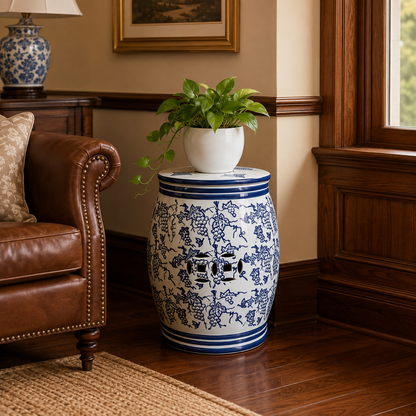 Blue & White Porcelain Garden Stool