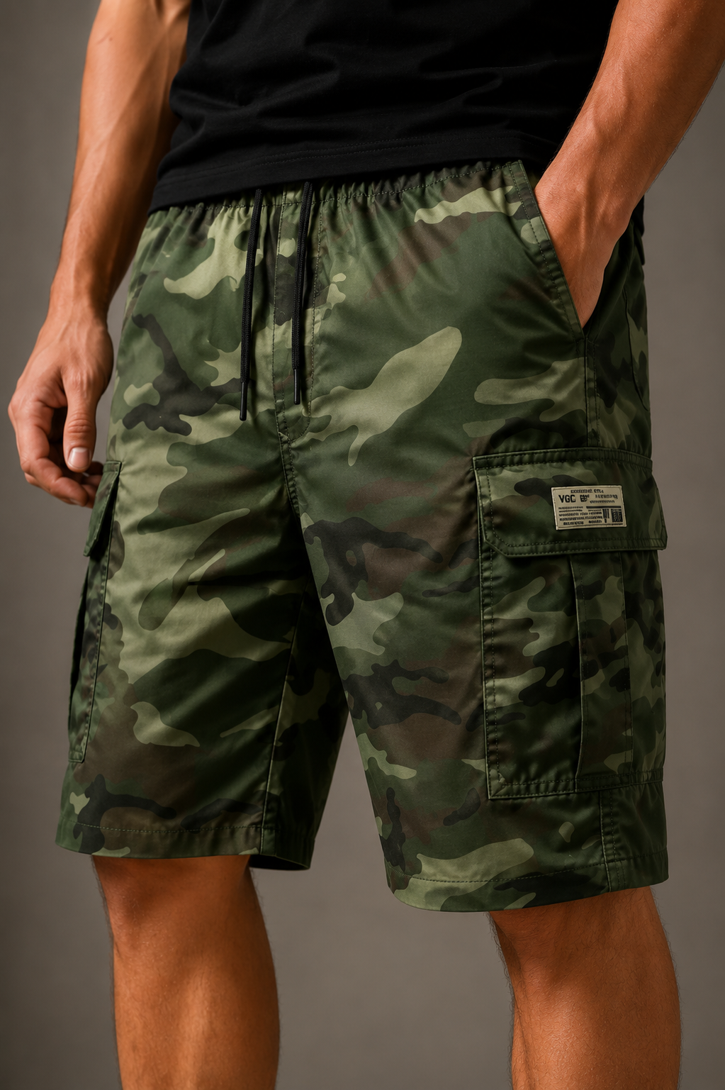 MEN'S CAMO CARGO CAPRI SHORTS