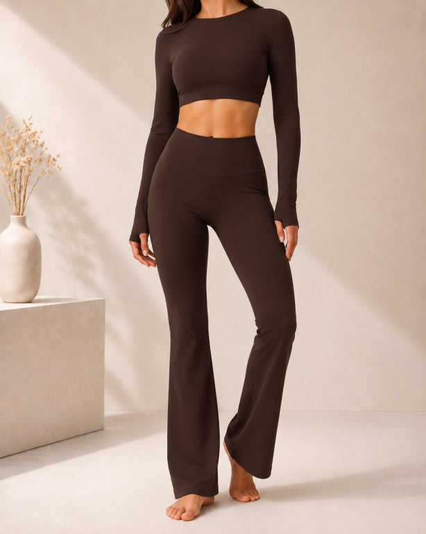 MAISON OBRE WOMEN HIGH WAIST FLARED LEGGINGS